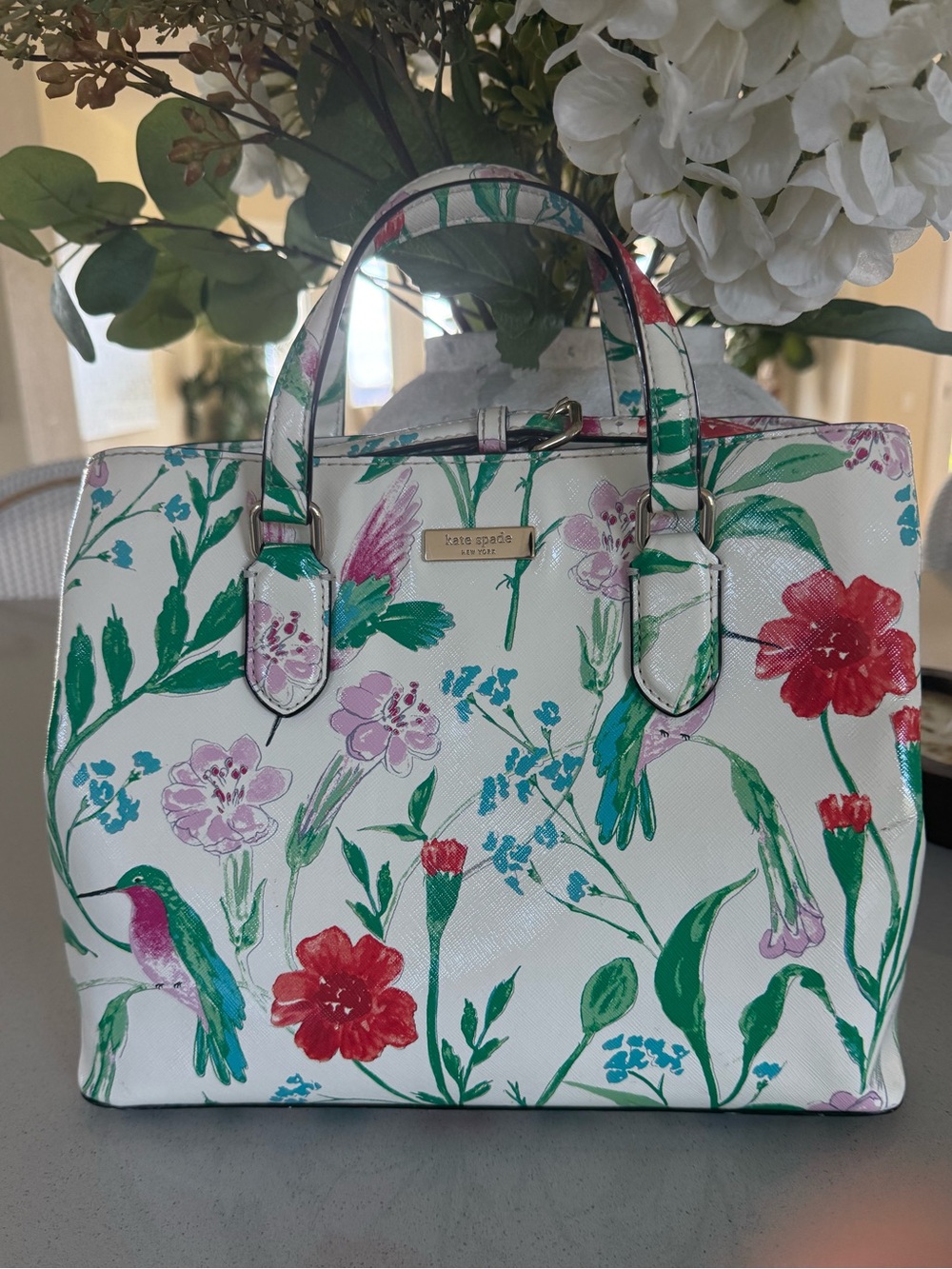 Kate Spade vintage Laurel Way Evangelie  hummingbird floral bag EUC - Picture 4 of 17